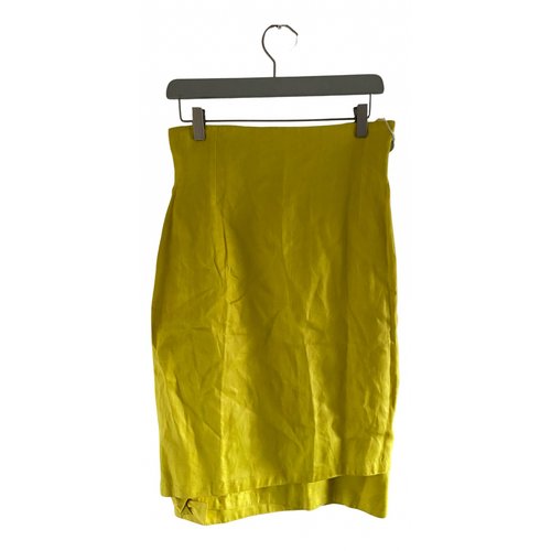Pre-owned Versace Linen Skirt In Yellow