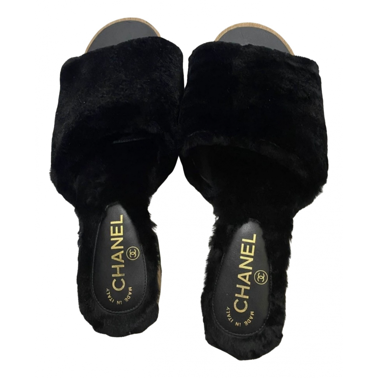 chanel fur mules