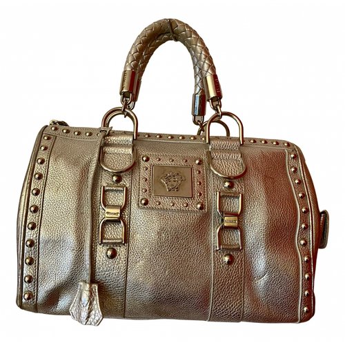 Pre-owned Versace Leather Handbag In Silver