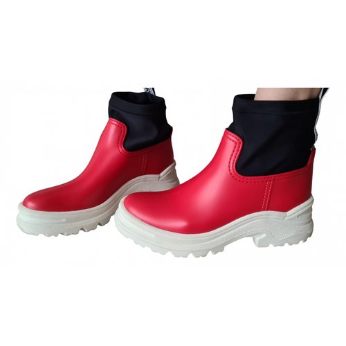 Pre-owned Kenzo Ankle Boots In Red