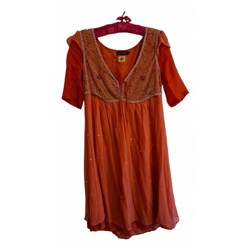 Pre-owned Antik Batik Silk Mini Dress In Orange