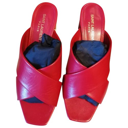 Pre-owned Saint Laurent Loulou Leather Sandal In Red
