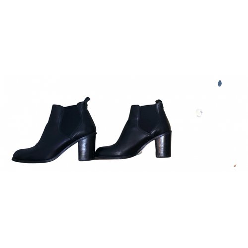 Pre-owned Office London Leather Ankle Boots In Black