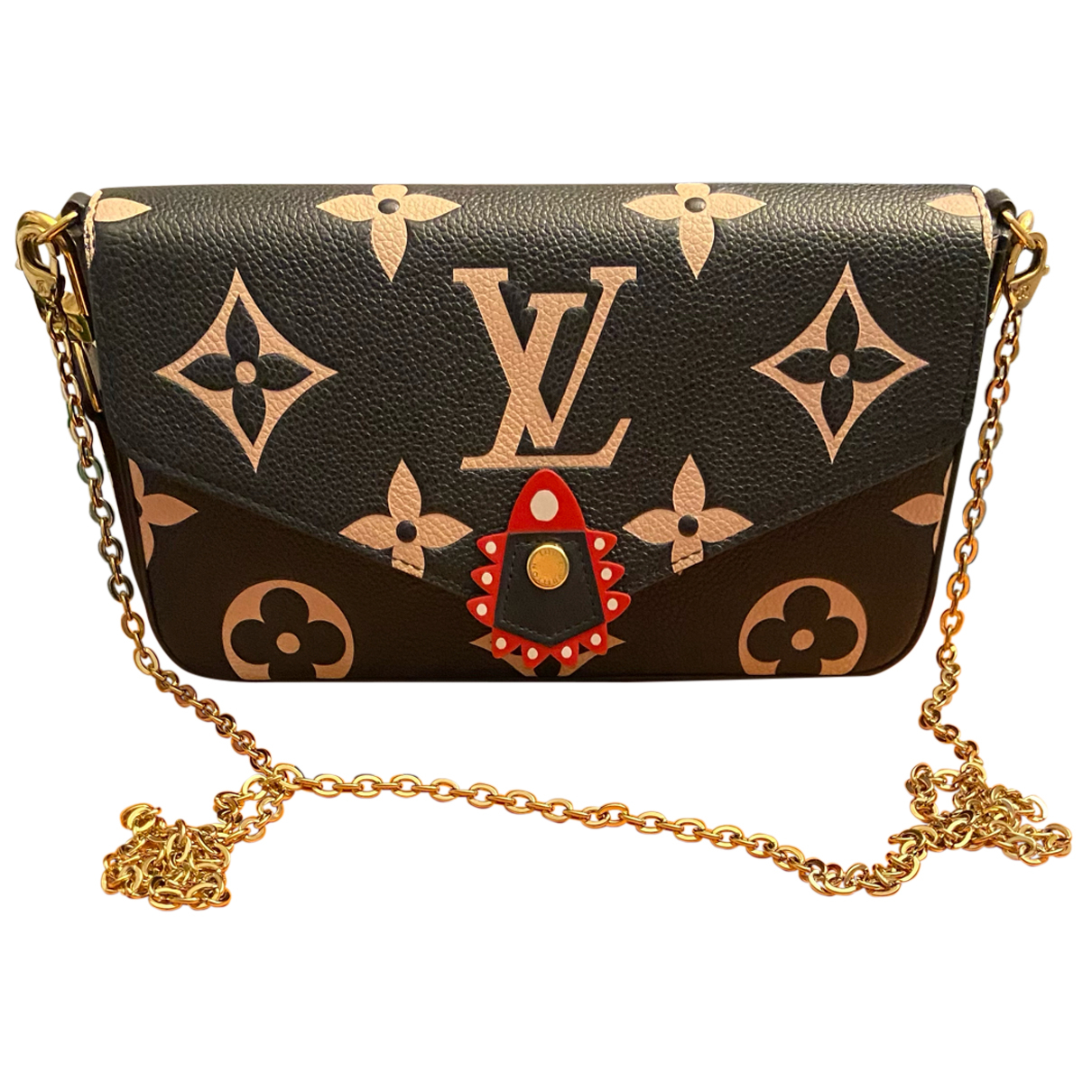 Pre-owned Louis Vuitton Fã©licie Cloth Handbag In Black | ModeSens