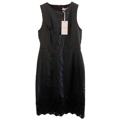 Pre-owned Kaos Vegan Leather Mid-length Dress In Black