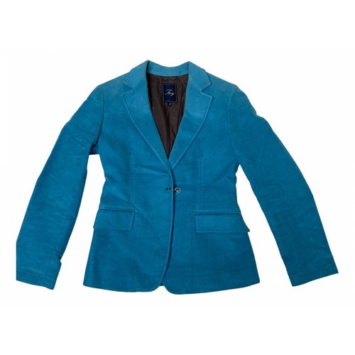 Pre-owned Fay Velvet Short Vest In Blue