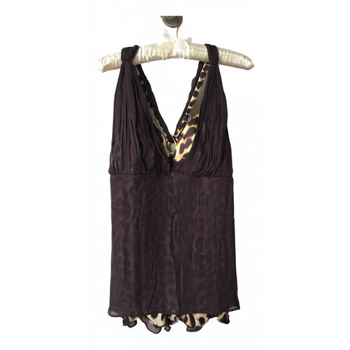 Pre-owned Just Cavalli Silk Blouse In Brown