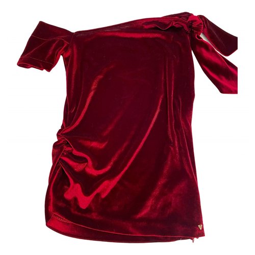 Pre-owned Guess Velvet Camisole In Burgundy