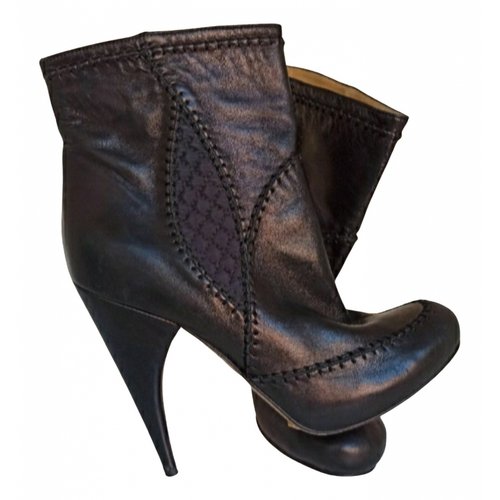 Pre-owned Galliano Leather Ankle Boots In Black