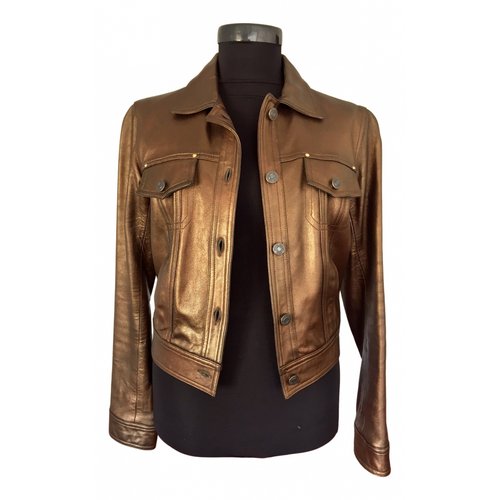 Pre-owned Sonia Rykiel Leather Biker Jacket In Metallic