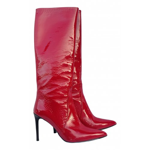 Pre-owned By Malene Birger Patent Leather Boots In Red