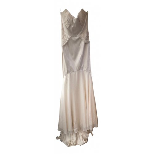 Pre-owned Amanda Wakeley Silk Maxi Dress In Ecru