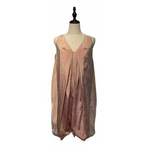 Pre-owned Donna Karan Silk Mid-length Dress In Pink