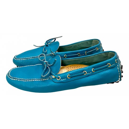 Pre-owned Carshoe Leather Flats In Turquoise