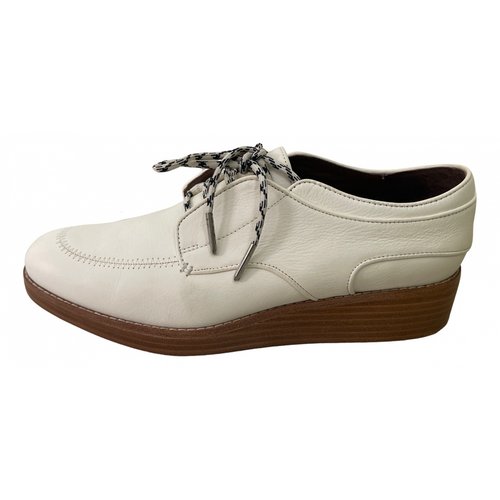 Pre-owned Initial Leather Lace Ups In White