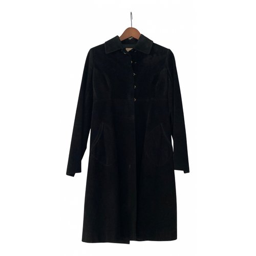 Pre-owned Alaïa Leather Coat In Black