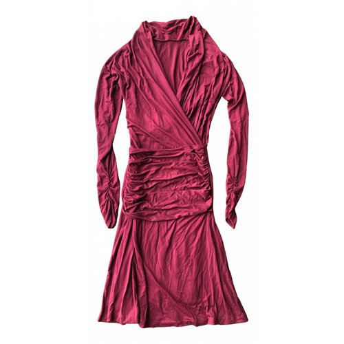 Pre-owned Hugo Boss Mid-length Dress In Burgundy