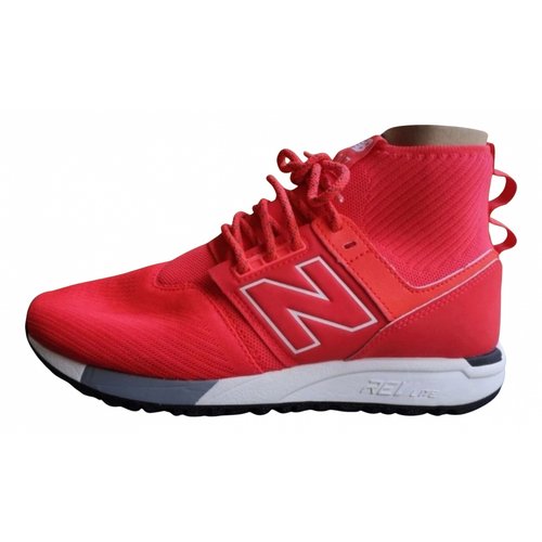 Pre-owned New Balance Vegan Leather High Trainers In Red