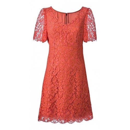 Pre-owned Dolce & Gabbana Lace Mini Dress In Orange