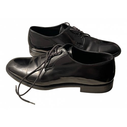 Pre-owned Max Mara Patent Leather Lace Ups In Black