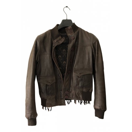 Pre-owned Le Sentier Leather Jacket In Brown