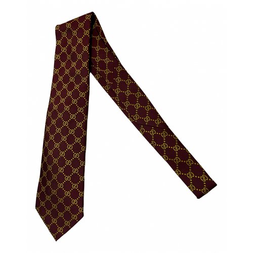 Pre-owned Gucci Silk Tie In Burgundy