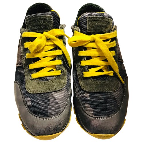 Pre-owned Prada Leather Trainers In Anthracite