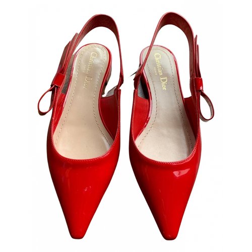 Pre-owned Dior Patent Leather Sandals In Red