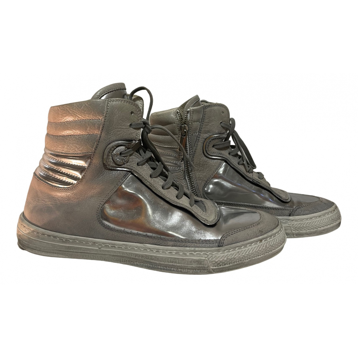 Diesel Black Gold Leather High Trainers 