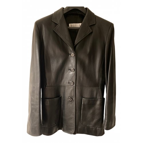 Pre-owned Marella Leather Blazer In Black