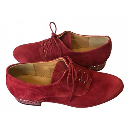 Pre-owned Mellow Yellow Leather Lace Ups In Burgundy