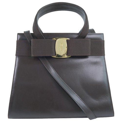 Pre-owned Ferragamo Leather Handbag In Brown