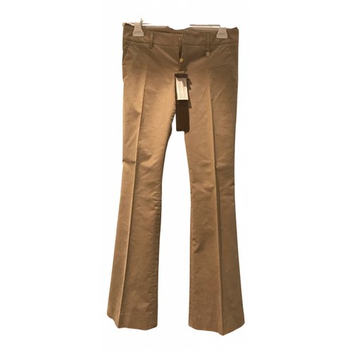 Pre-owned Gucci Velvet Straight Pants In Beige