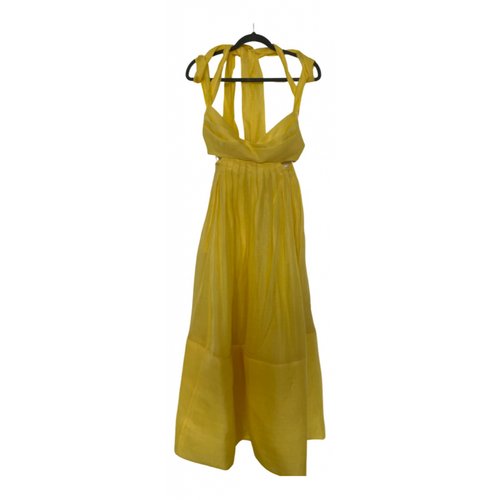 Pre-owned Zimmermann Linen Maxi Dress In Yellow | ModeSens