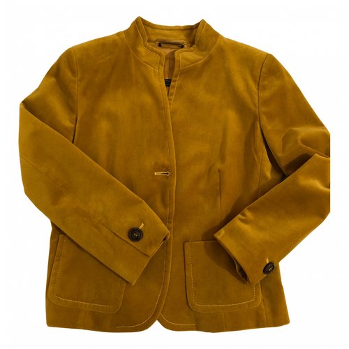 Pre-owned Max & Co Velvet Short Vest In Yellow