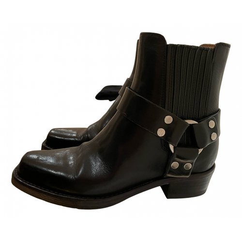 Pre-owned Re/done Leather Ankle Boots In Black