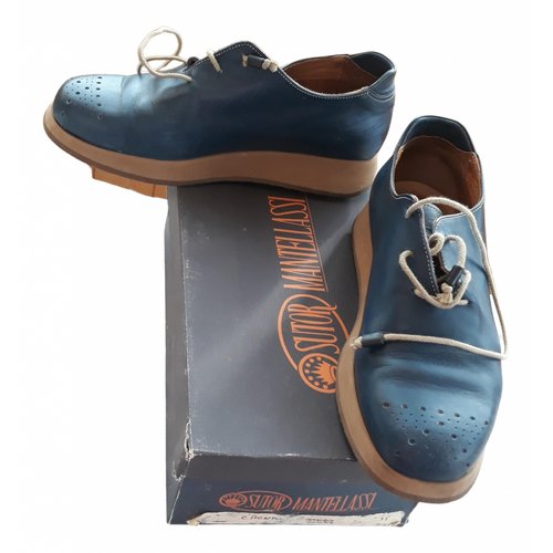 Pre-owned Sutor Mantellassi Leather Lace Ups In Blue