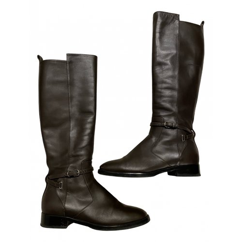 Pre-owned Balenciaga Leather Riding Boots In Brown