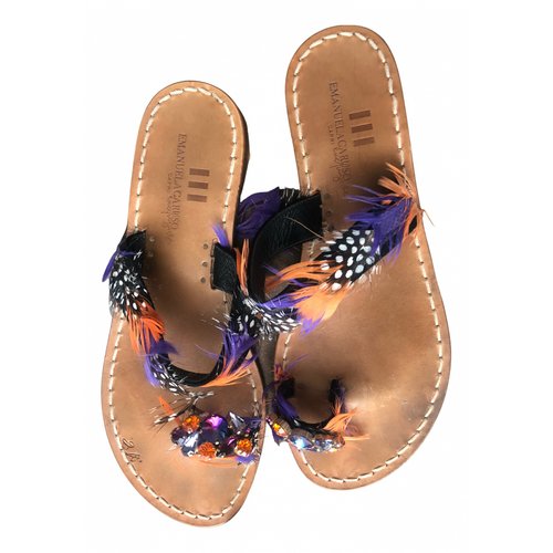 Pre-owned Emanuela Caruso Capri Leather Sandals In Multicolour