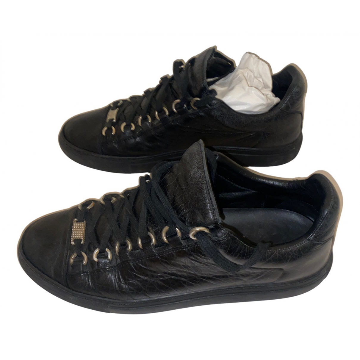 Pre-owned Balenciaga Arena Leather Low Trainers In Black | ModeSens