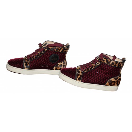 Pre-owned Christian Louboutin Louis Trainers In Burgundy