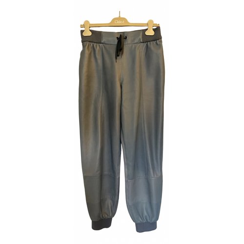 Pre-owned Chloé Leather Trousers In Blue