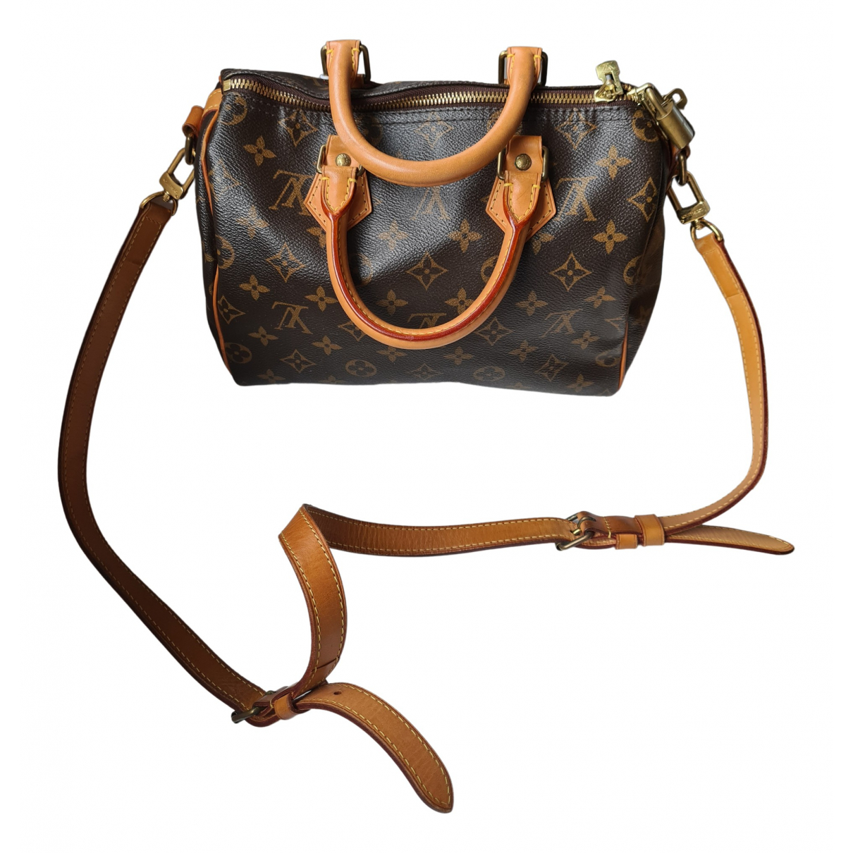 Pre-owned Louis Vuitton Speedy Bandouliã¨re Cloth Bowling Bag In Brown |  ModeSens