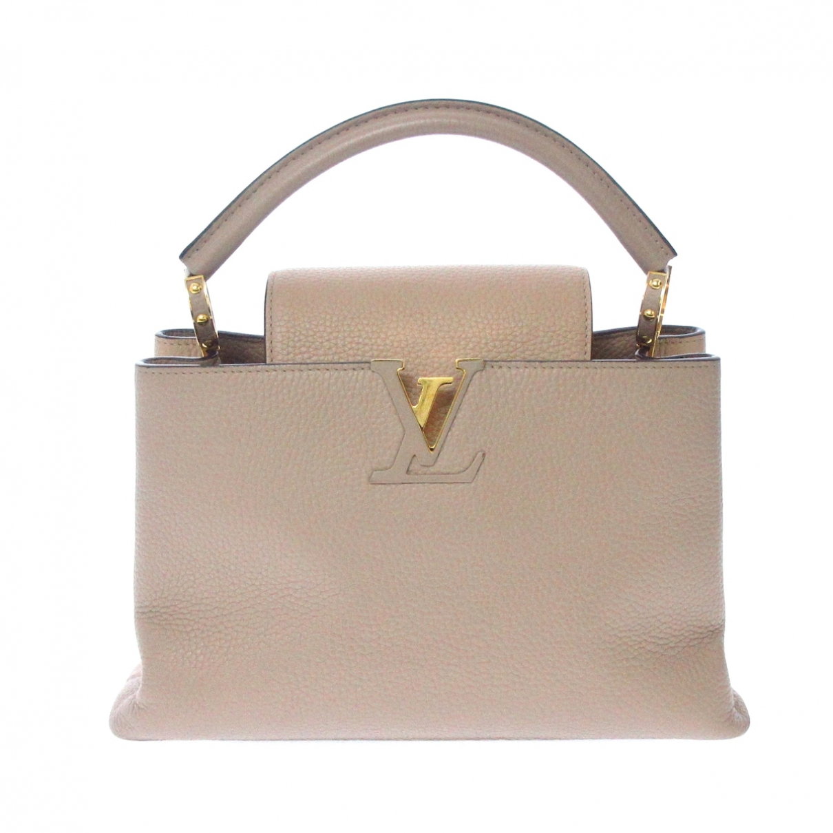 Pre-owned Louis Vuitton Capucines Leather Handbag In Beige | ModeSens