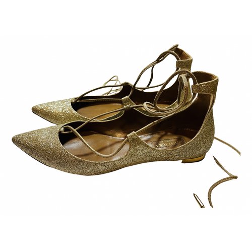 Pre-owned Aquazzura Leather Ballet Flats In Gold