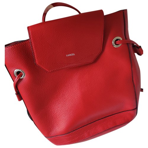 Pre-owned Lancel Leather Backpack In Red