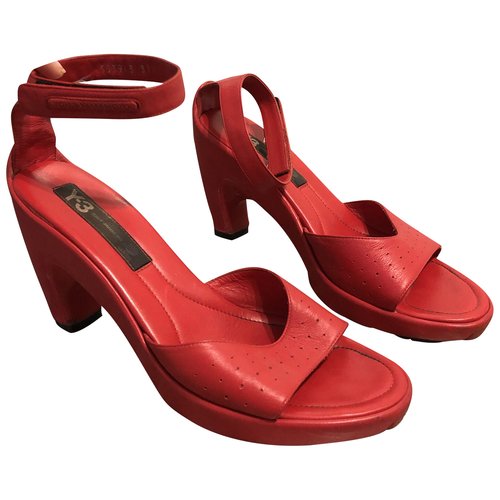 Pre-owned Y-3 By Yohji Yamamoto Leather Sandals In Red