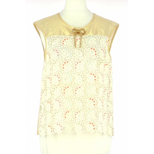 Pre-owned Manoush Linen Jersey Top In Gold