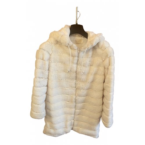 Pre-owned Kaos Faux Fur Coat In White