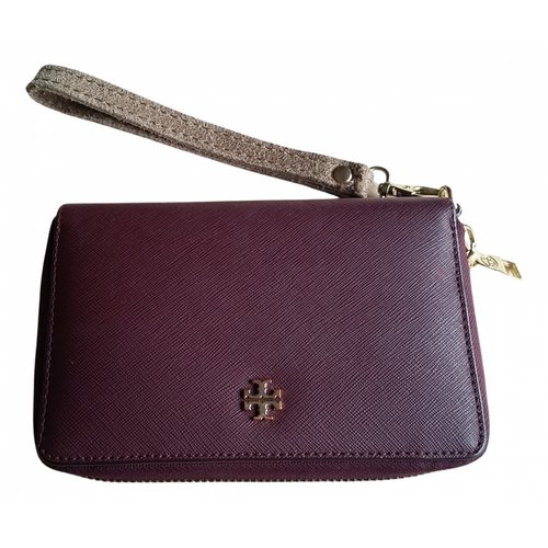 Pre-owned Tory Burch Leather Wallet In Burgundy